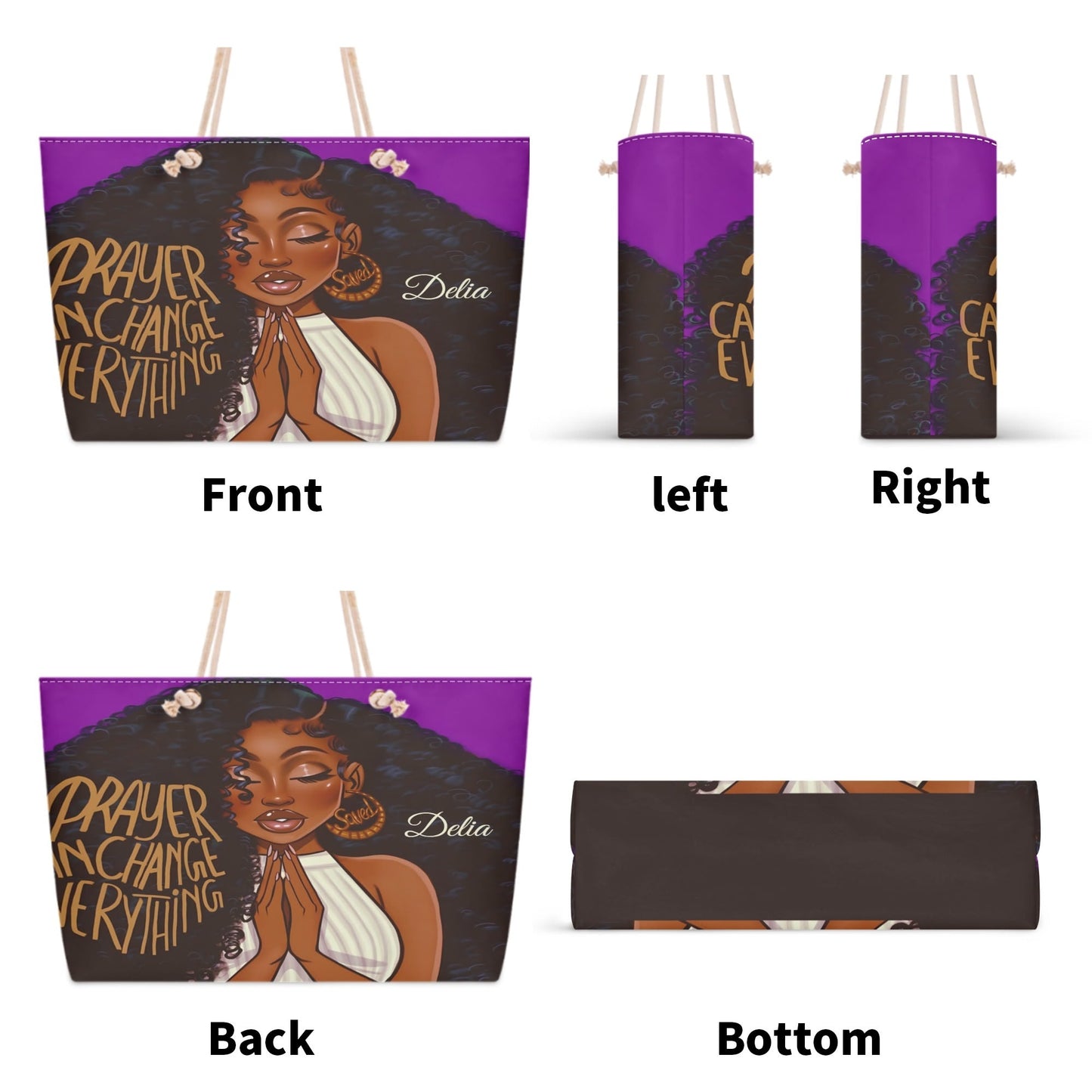 Personalized Prayer Tote Bag • Custom Afrocentric Faith Gift - De Krys