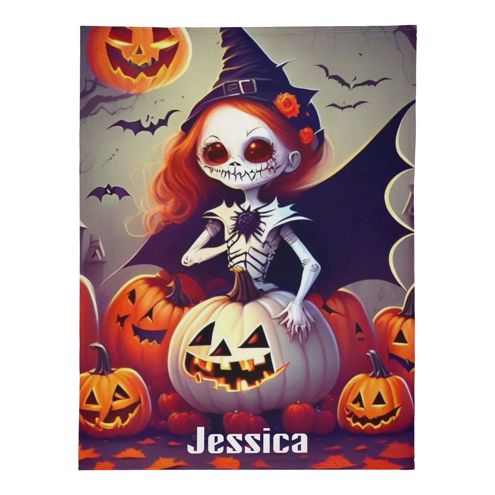 Personalized Spooky Girl Halloween Blanket – Name Gift - De Krys