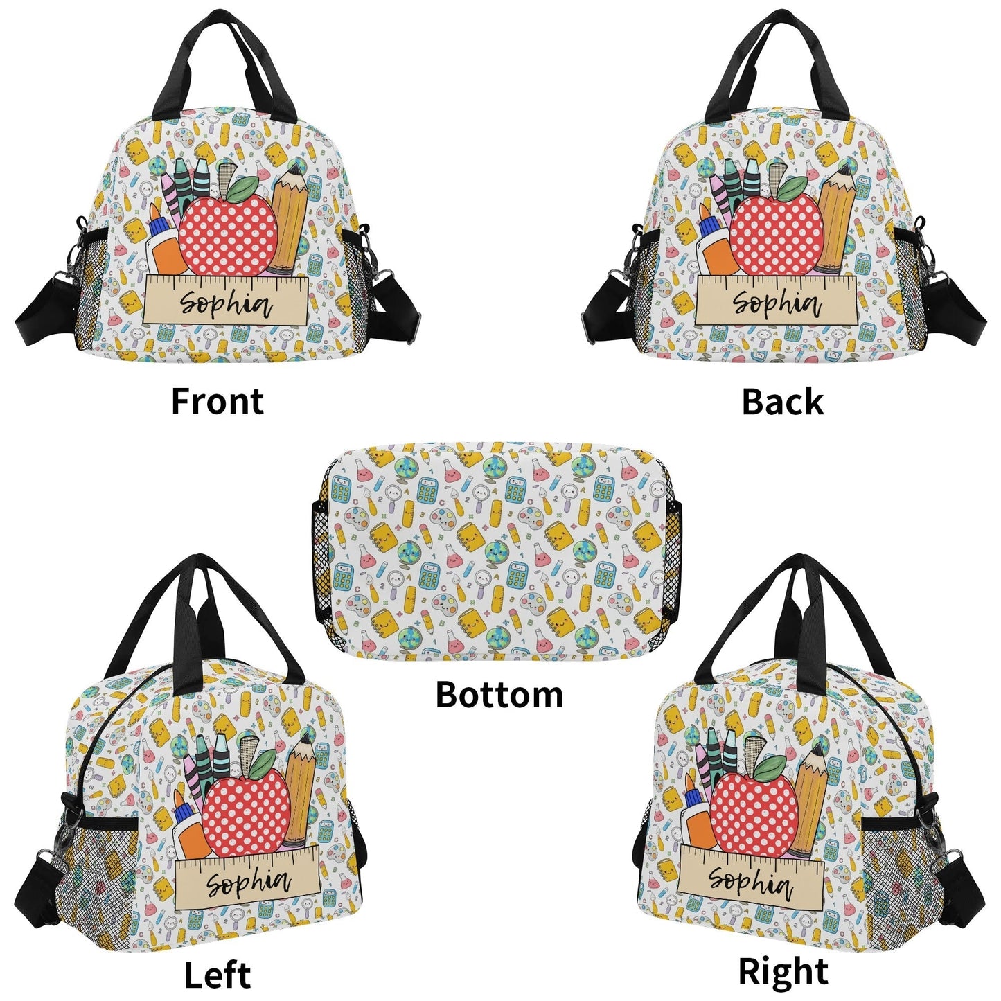 Personalized Teacher Lunch Bag – Custom Name School Supplies Tote - De Krys