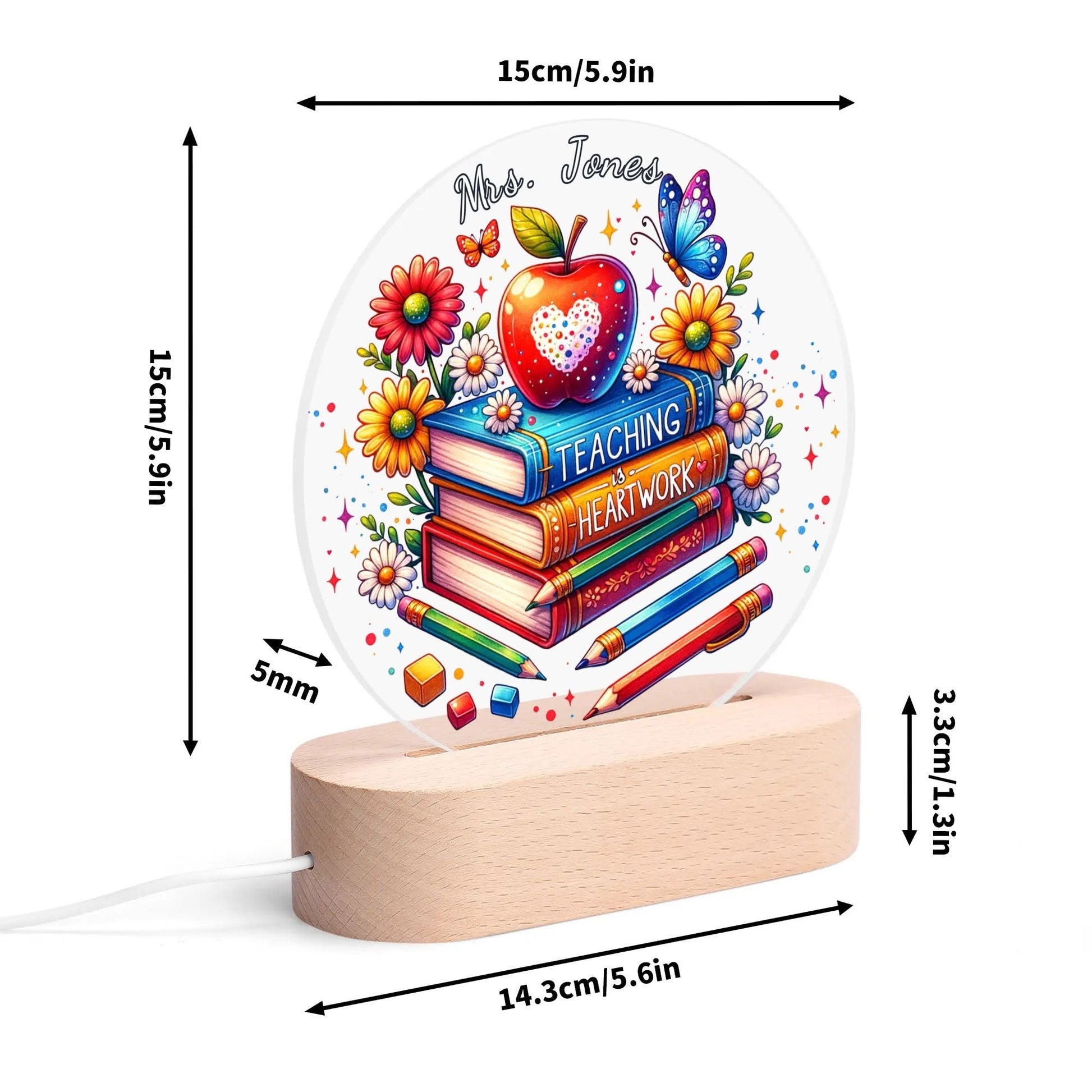 Personalized Teacher Night Light • Custom Name Gift - De Krys