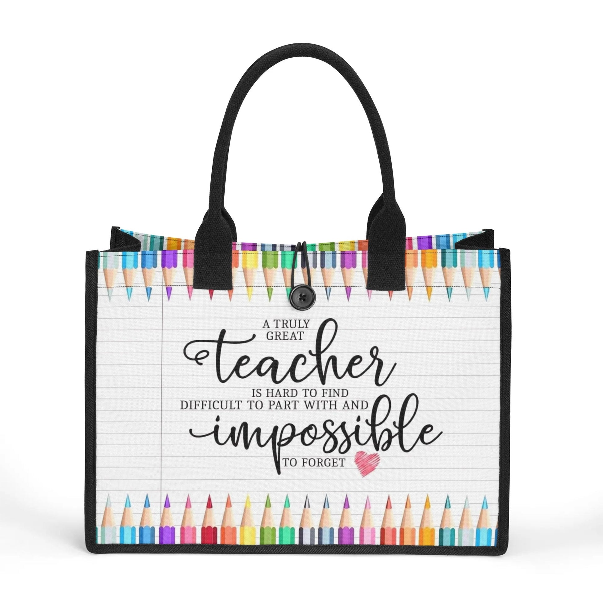 Personalized Teacher Tote Bag – Rainbow Pencil Design | Great Teacher Gift | Custom Quote Teacher Appreciation Bag - De Krys