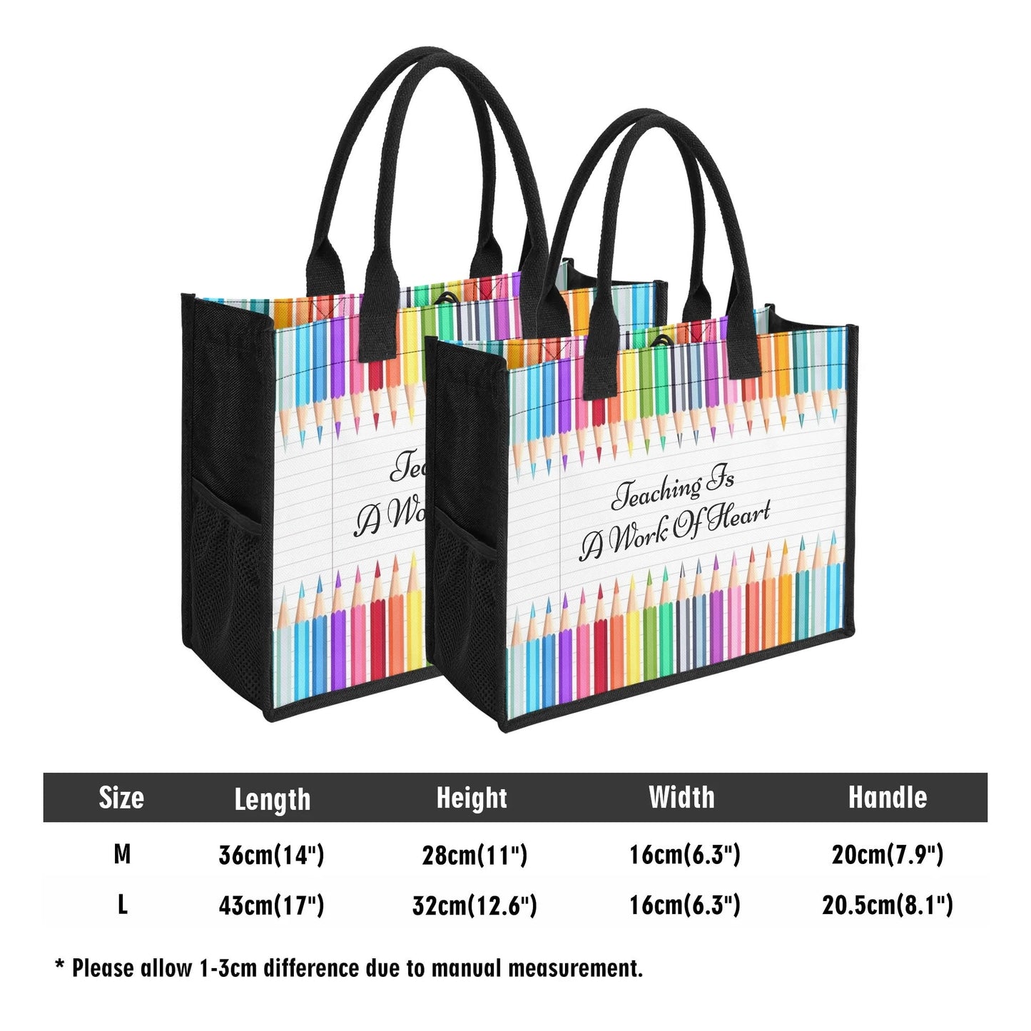 Personalized Teacher Tote Bag – Rainbow Pencil Design | Great Teacher Gift | Custom Quote Teacher Appreciation Bag - De Krys