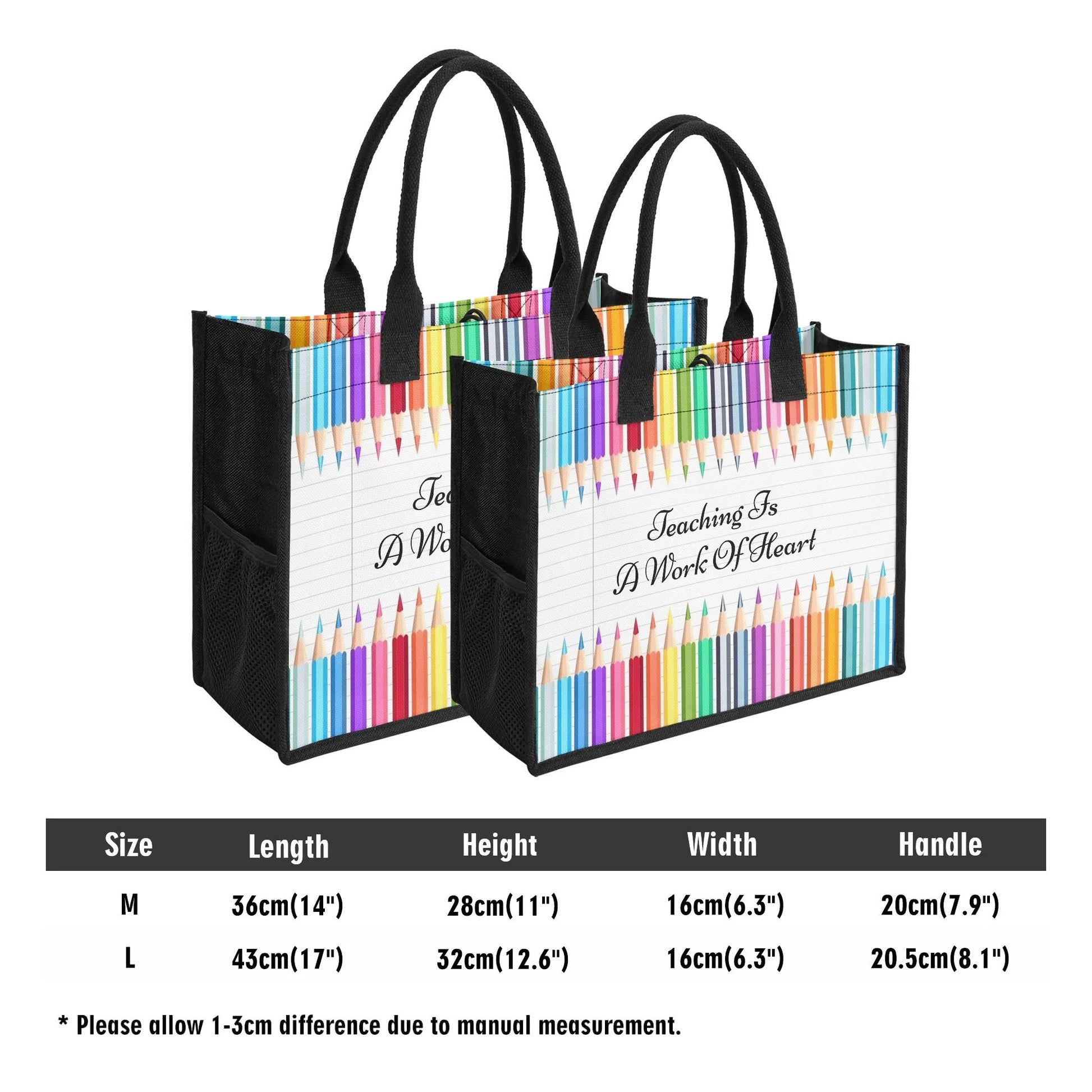 Personalized Teacher Tote Bag – Rainbow Pencil Design | Great Teacher Gift | Custom Quote Teacher Appreciation Bag - De Krys