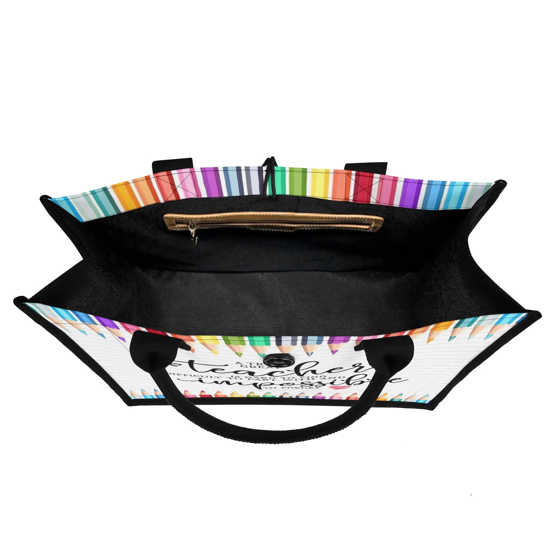 Personalized Teacher Tote Bag – Rainbow Pencil Design | Great Teacher Gift | Custom Quote Teacher Appreciation Bag - De Krys