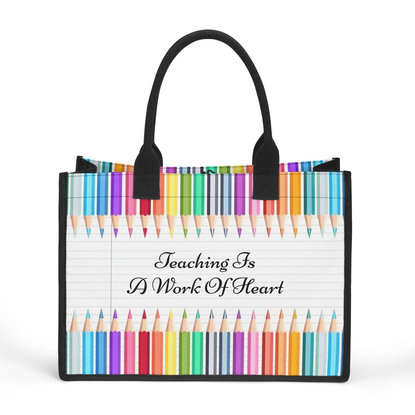 Personalized Teacher Tote Bag – Rainbow Pencil Design | Great Teacher Gift | Custom Quote Teacher Appreciation Bag - De Krys