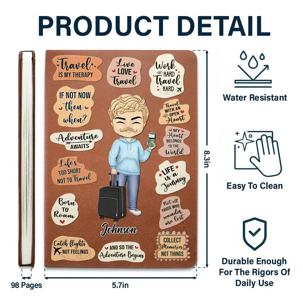 Personalized Travel Girl Journal – Custom Name Notebook - De Krys