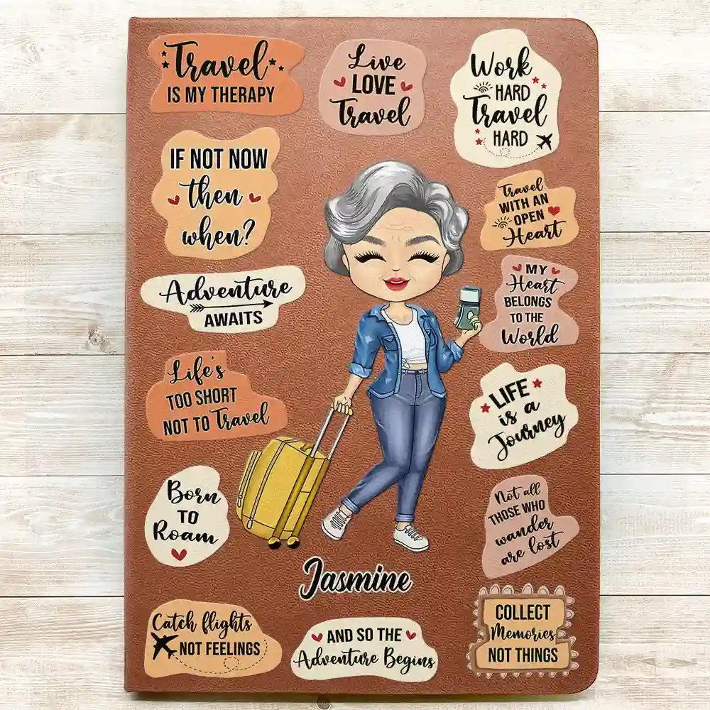 Personalized Travel Girl Journal – Custom Name Notebook - De Krys