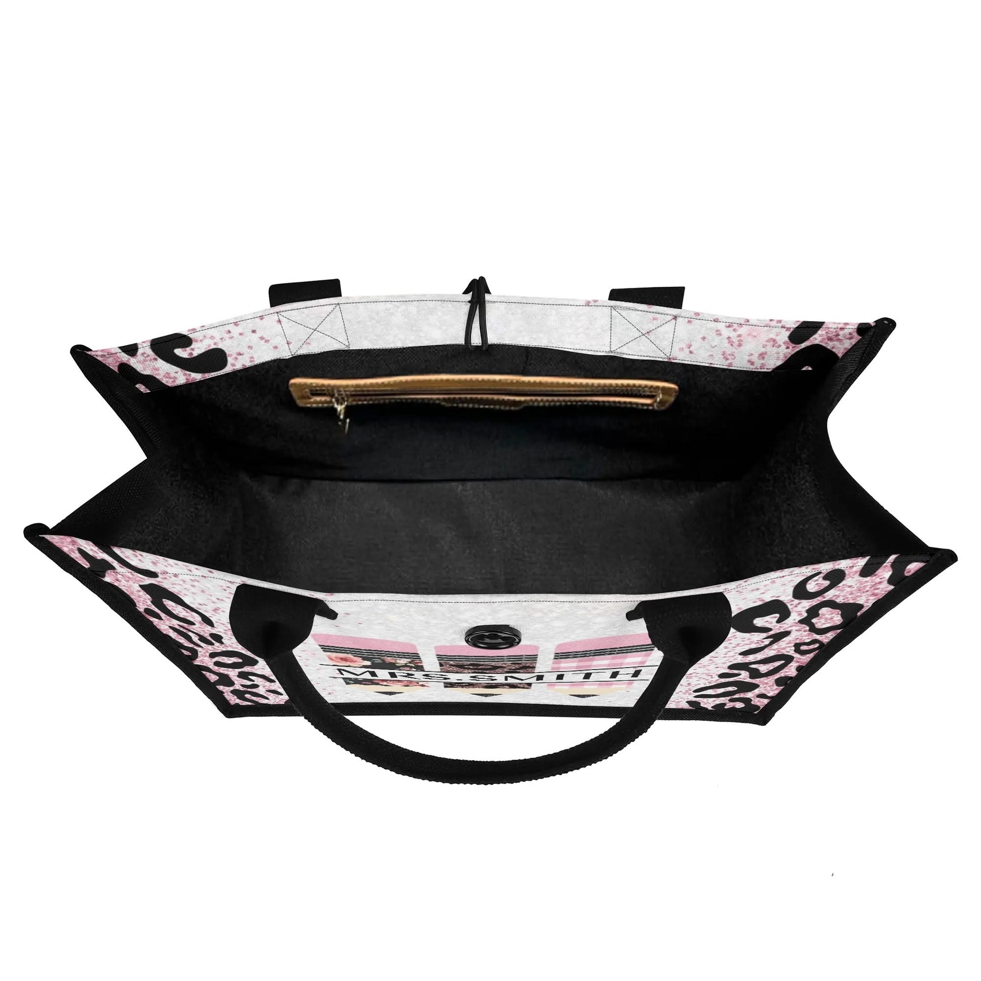 Pink Leopard Teacher Tote Bag with Custom Name | Personalized Pencil Design Gift - De Krys