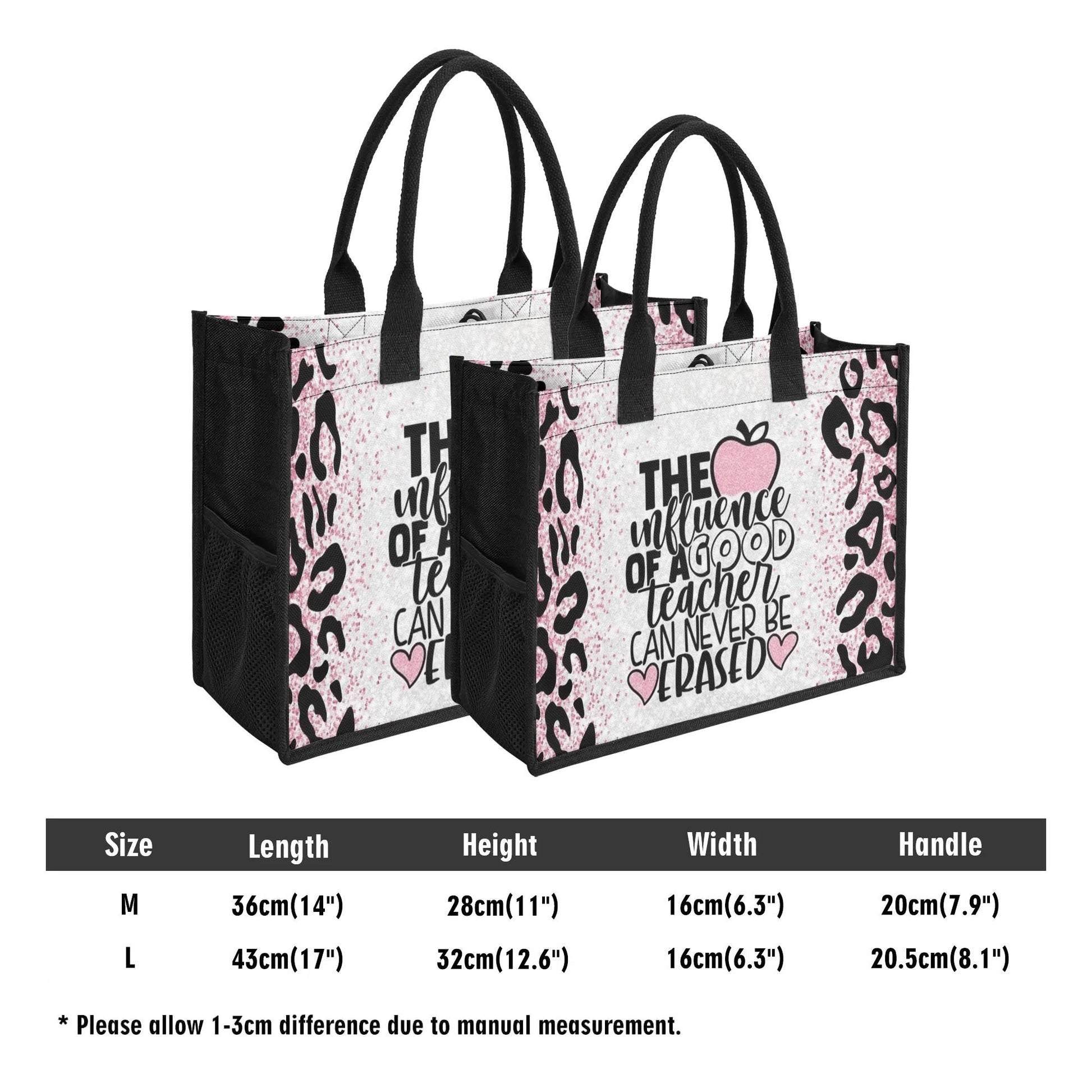 Pink Leopard Teacher Tote Bag with Custom Name | Personalized Pencil Design Gift - De Krys