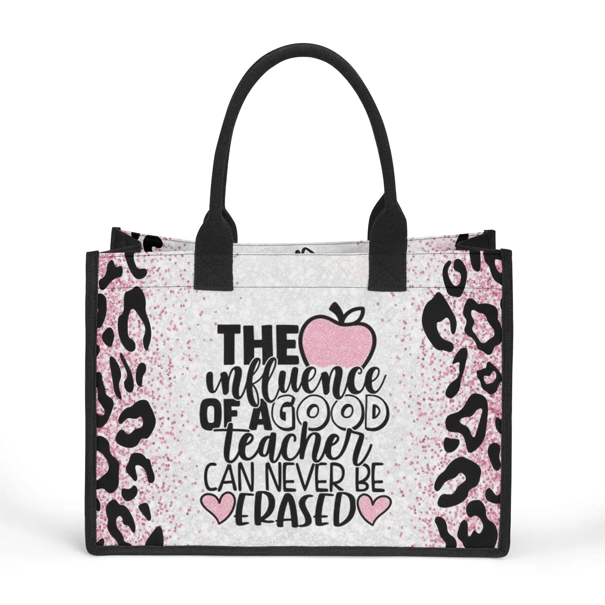 Pink Leopard Teacher Tote Bag with Custom Name | Personalized Pencil Design Gift - De Krys