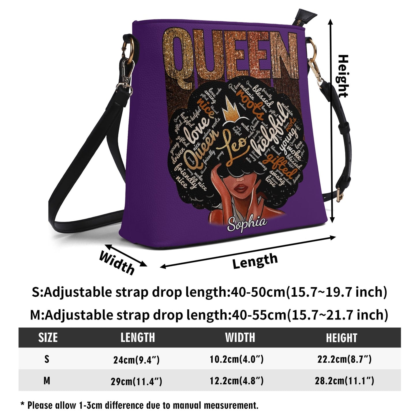 QUEEN Personalized Crossbody Bag 👑 Custom Name Afrocentric Purse - De Krys