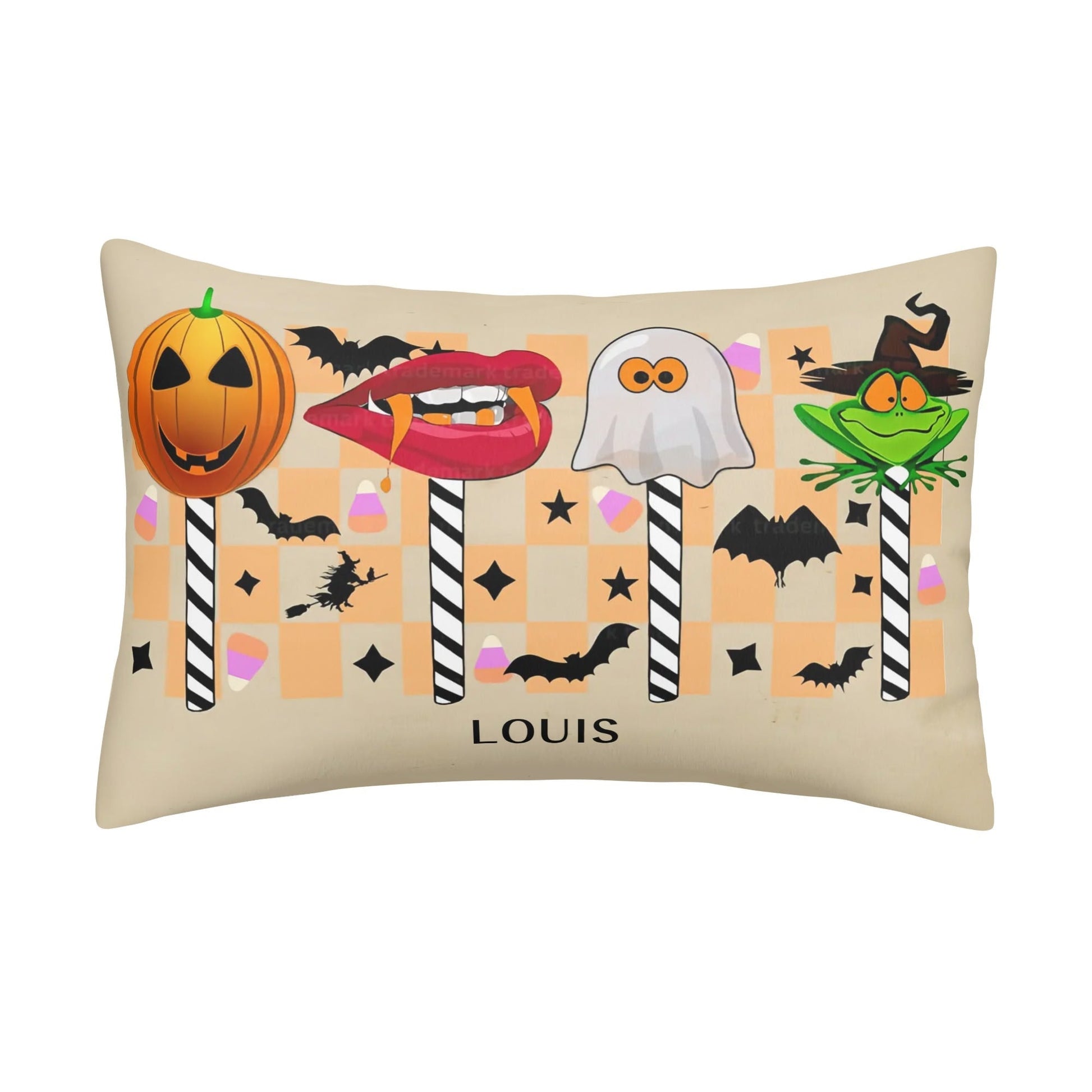Spooky Chic Halloween Pillow Cover โ Rectangular 30x20โ Decor with Ghosts, Bats & Witches - De Krys
