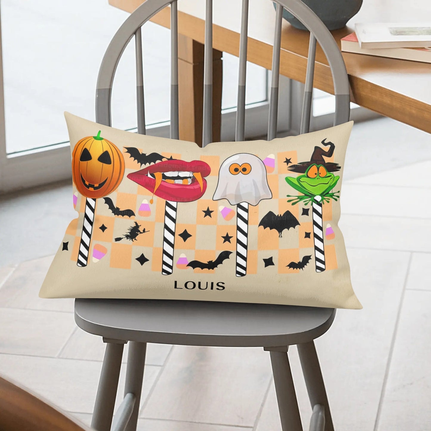 Spooky Chic Halloween Pillow Cover – Rectangular 30x20” Decor with Ghosts, Bats & Witches - De Krys