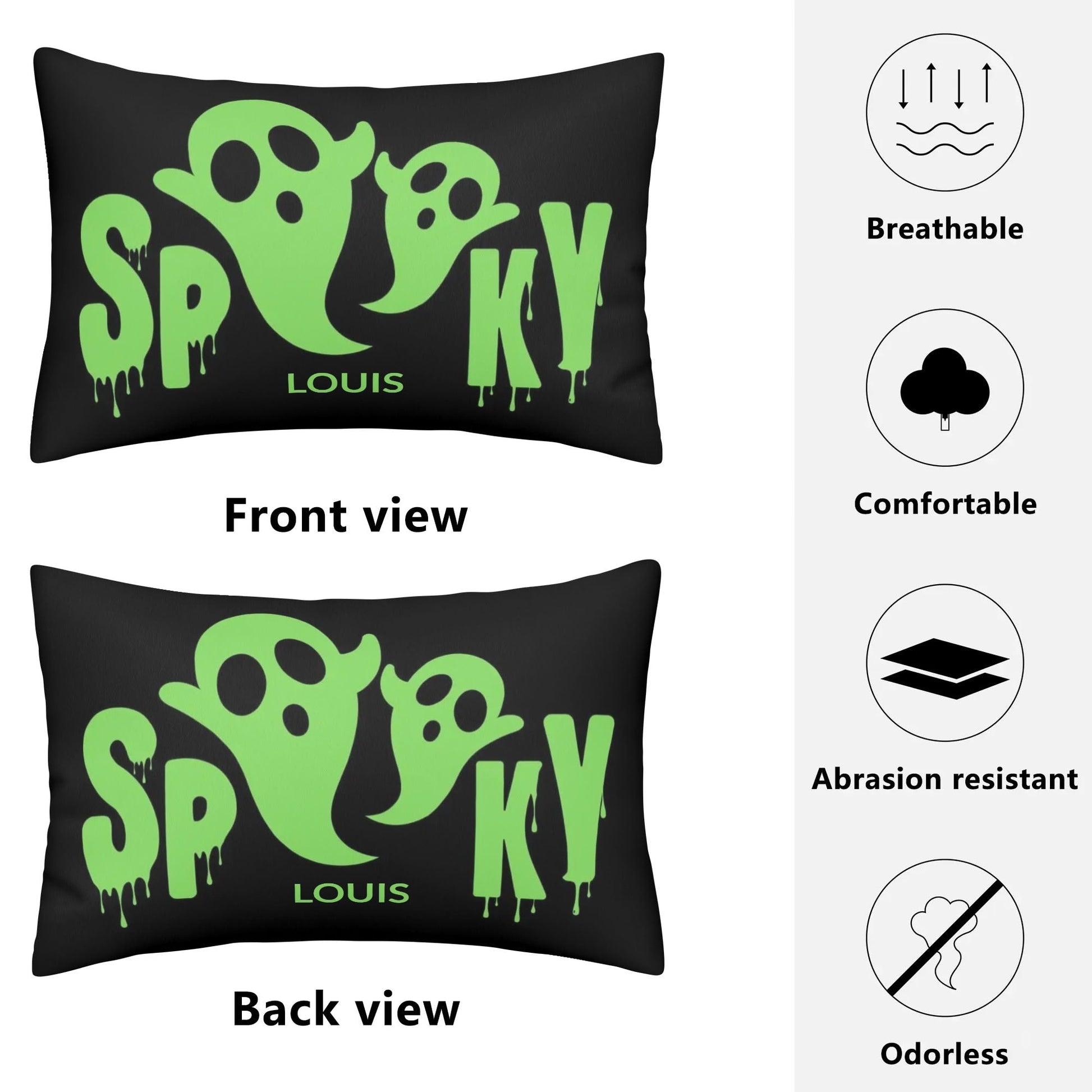 Spooky Halloween Pillow Cover – 30x20" Ghosts, Bats & Witches Decorative Throw - De Krys