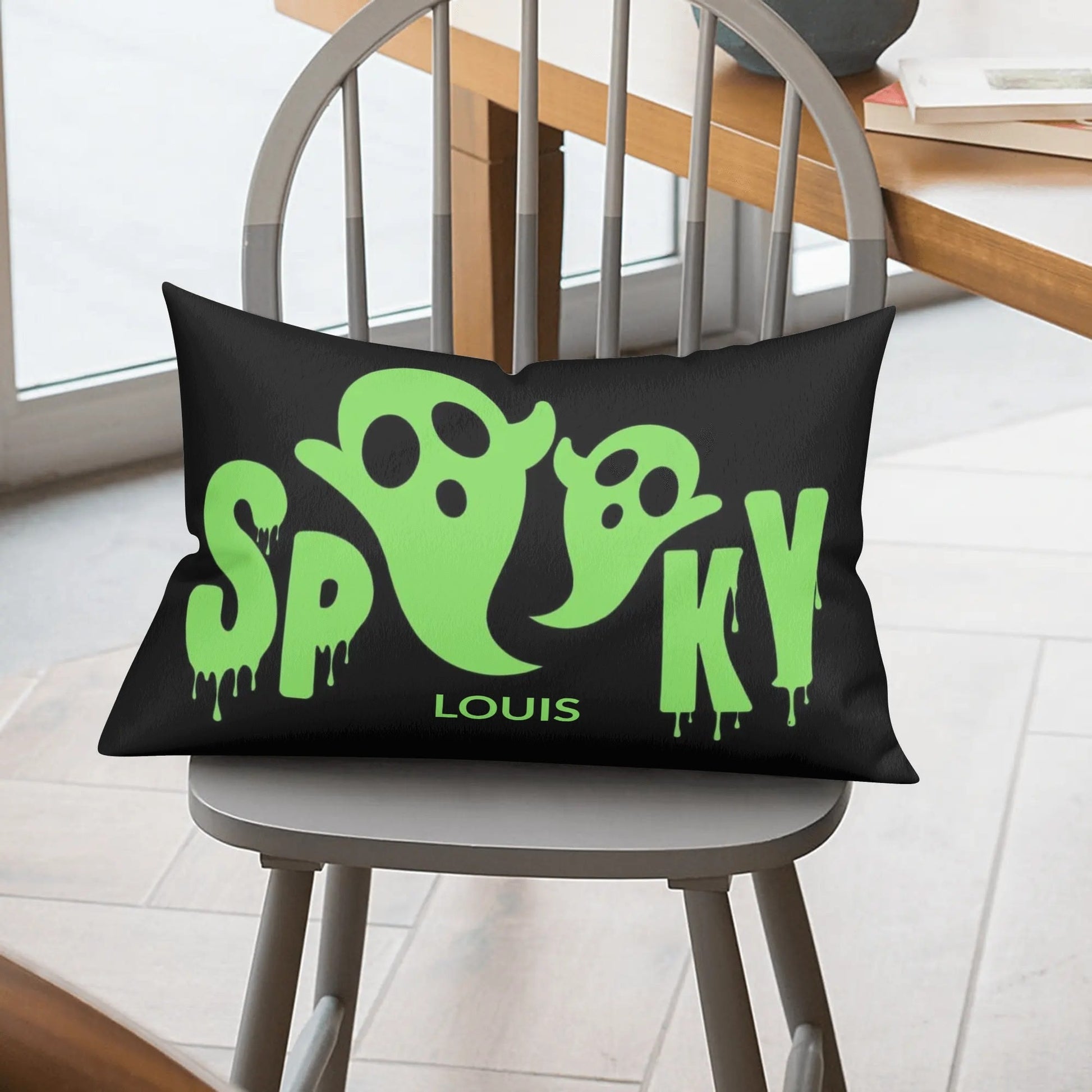 Spooky Halloween Pillow Cover – 30x20" Ghosts, Bats & Witches Decorative Throw - De Krys