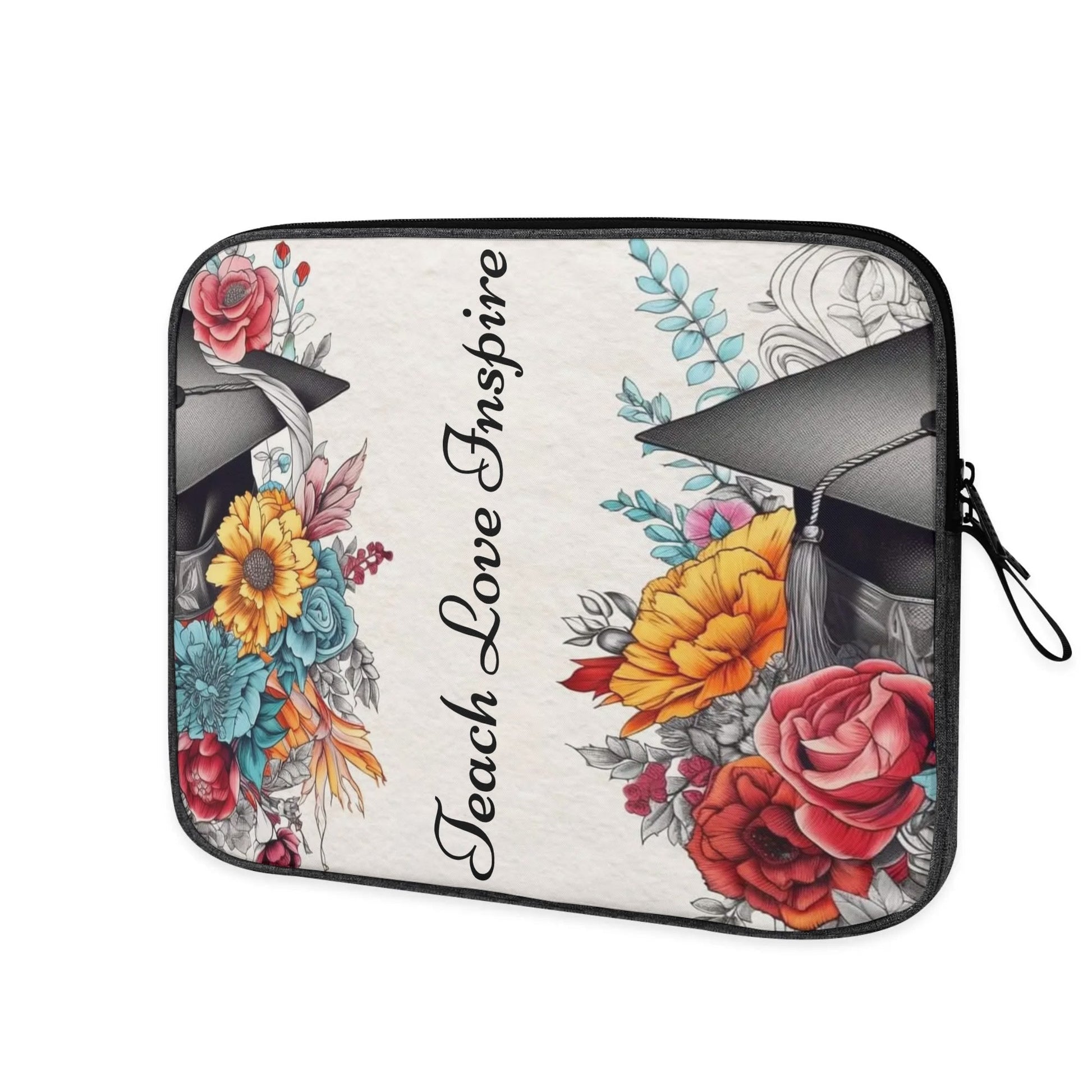Teach Love Inspire Floral Graduation Laptop Sleeve | Teacher & Graduate Gift - De Krys