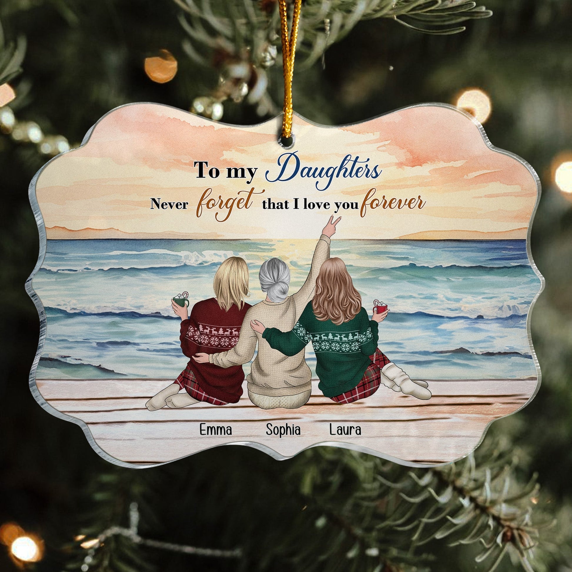 To My Daughters Personalized Ornament – Custom Name Acrylic Gift for Christmas - De Krys