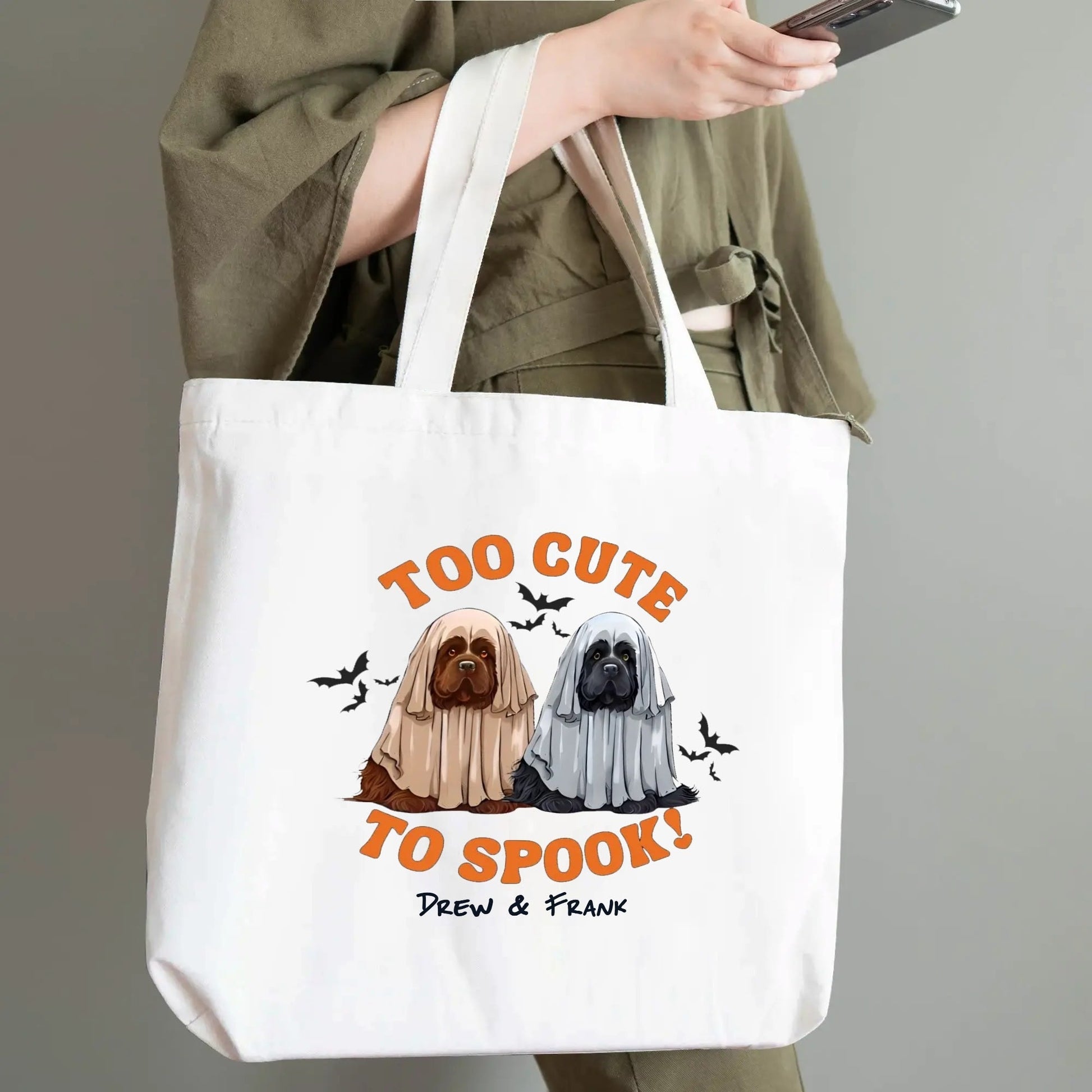 Too Cute to Spook – Personalized Halloween Dog Tote Bag for Pet Lovers - De Krys