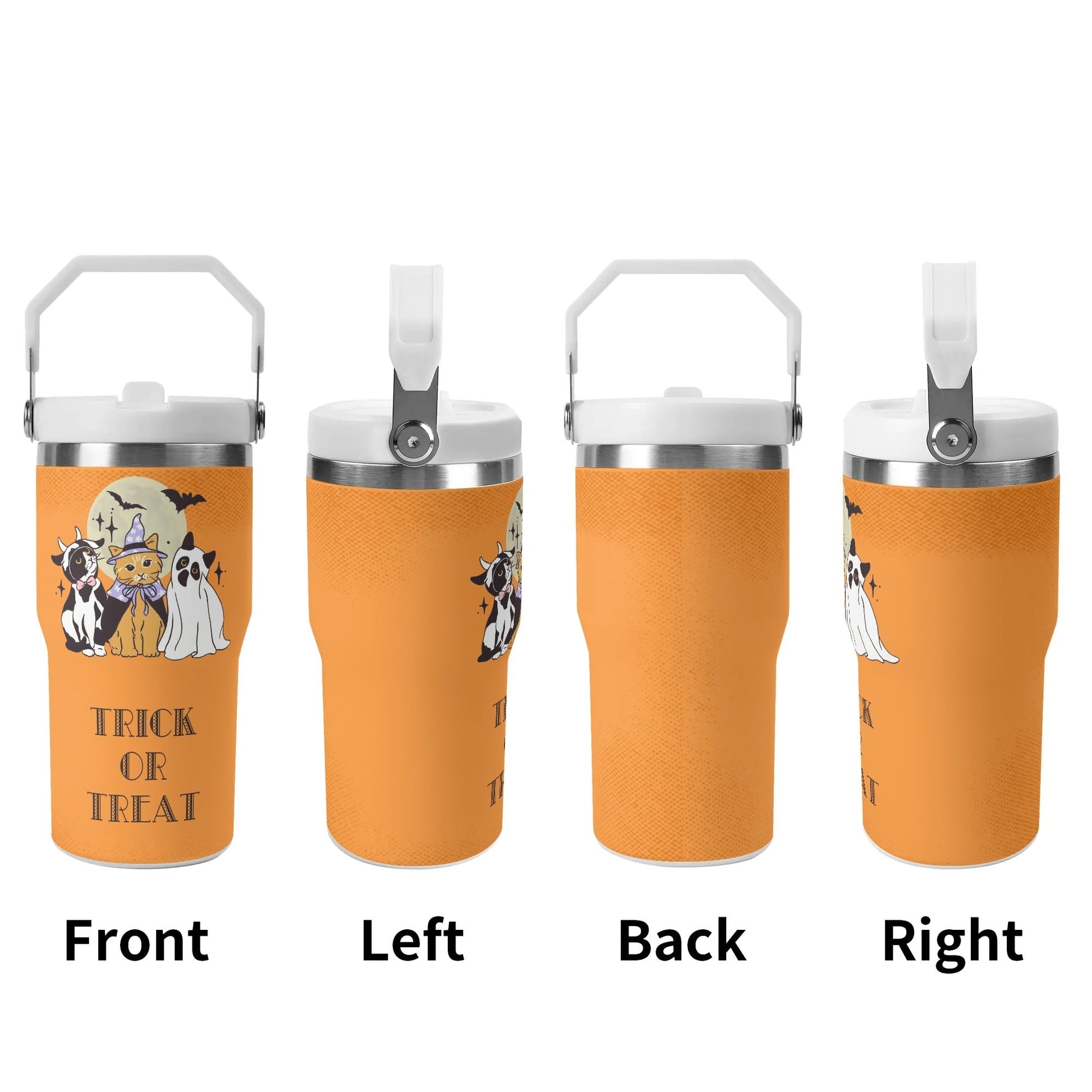 Trick or Treat Halloween Pet Tumbler – Custom 40oz Stainless Steel Travel Mug with Handle & Straw - De Krys
