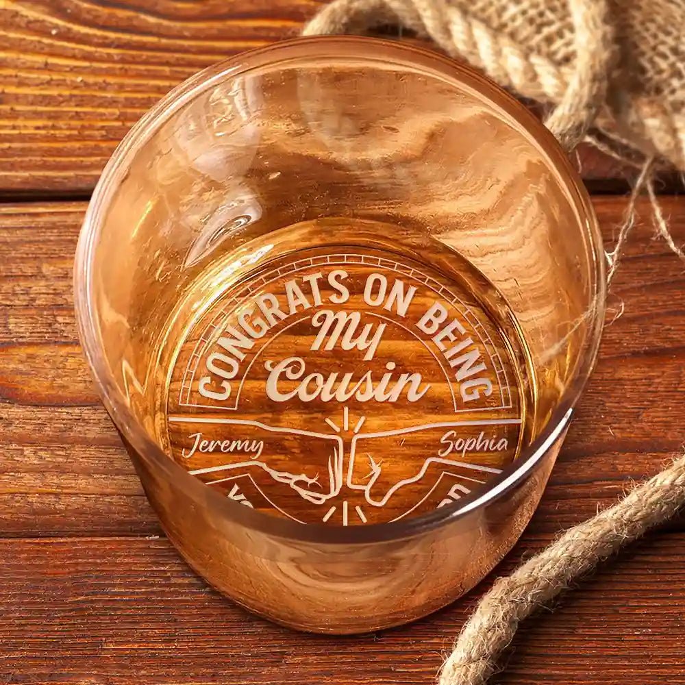 Funny personalized whiskey glass gift for friends with engraved names