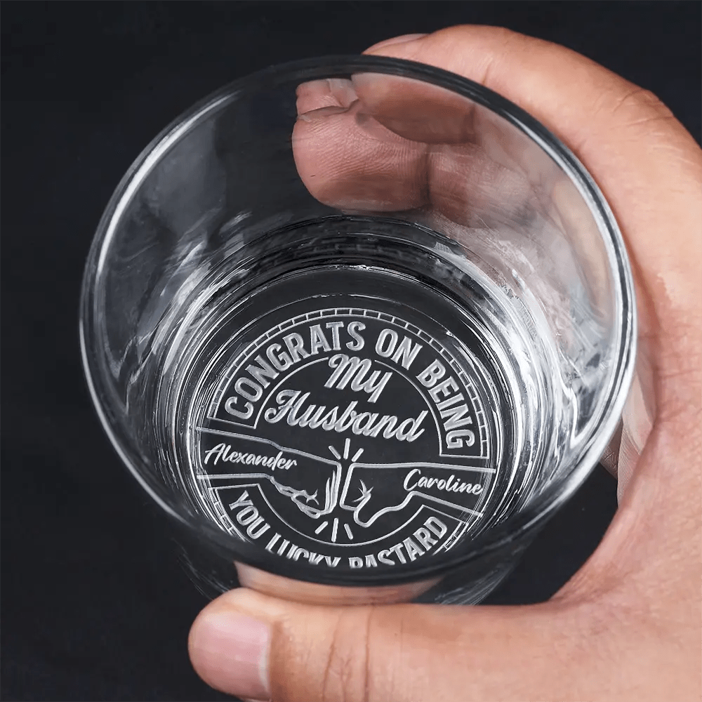 “You Lucky Man” Engraved Glass – Personalized Whiskey Gift for Him - De Krys
