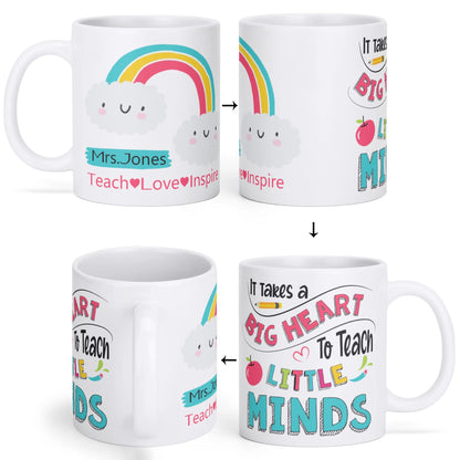 Custom Teacher Mug – Rainbow Personalized Gift for Women | Teach Love Inspire