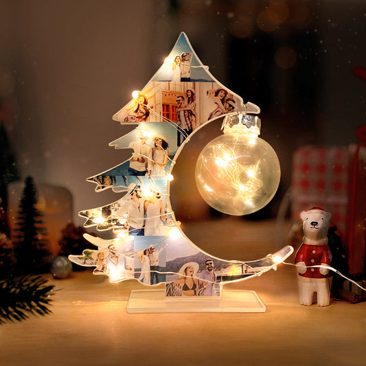 Personalized Photo Acrylic Tree with Lights – Holiday Keepsake
