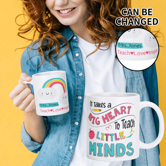 Custom Teacher Mug – Rainbow Personalized Gift for Women | Teach Love Inspire