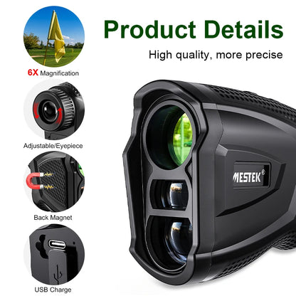 MESTEK Pro Golf Laser Rangefinder 1200m – Precision Distance Meter with USB Charging for Golf, Hunting, and Outdoor Sports