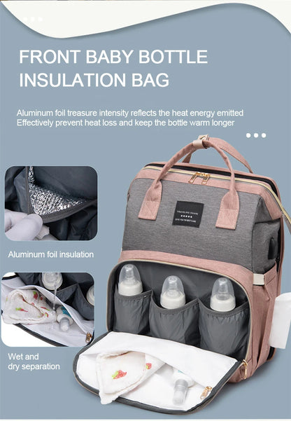 Ultimate Multi-Functional Baby Diaper Bag with Built-In Changing Station, Insulated Pockets, and USB Charging Port