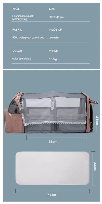Ultimate Multi-Functional Baby Diaper Bag with Built-In Changing Station, Insulated Pockets, and USB Charging Port