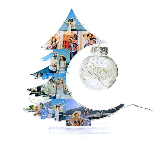 Personalized Photo Acrylic Tree with Lights – Holiday Keepsake