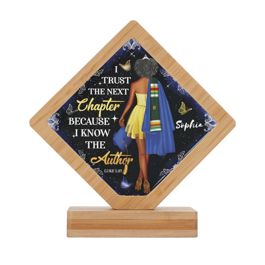 Black Girl Graduation Plaque – “I Trust the Next Chapter” Personalized Name Sign | Inspirational Grad Gift - De Krys