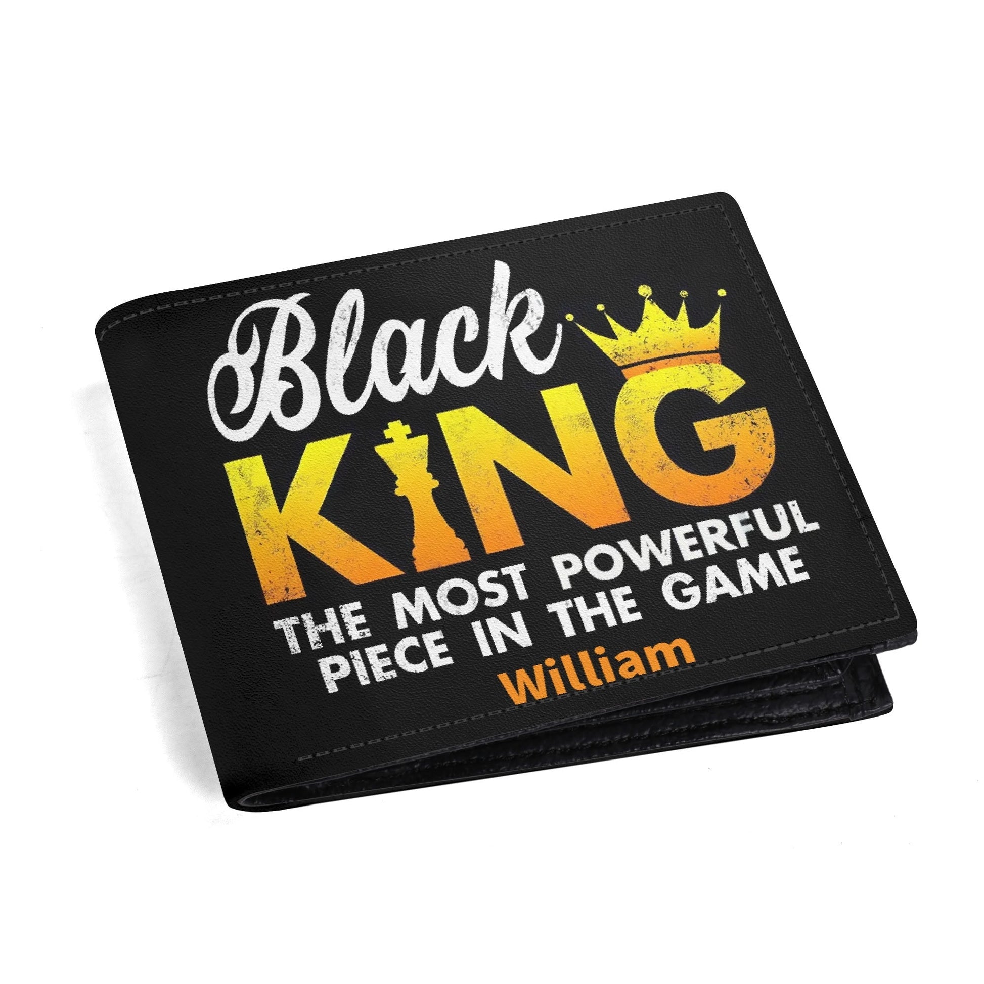 Black King Personalized Wallet – Empowering Custom Gift for Black Men | The Most Powerful Piece in the Game - De Krys