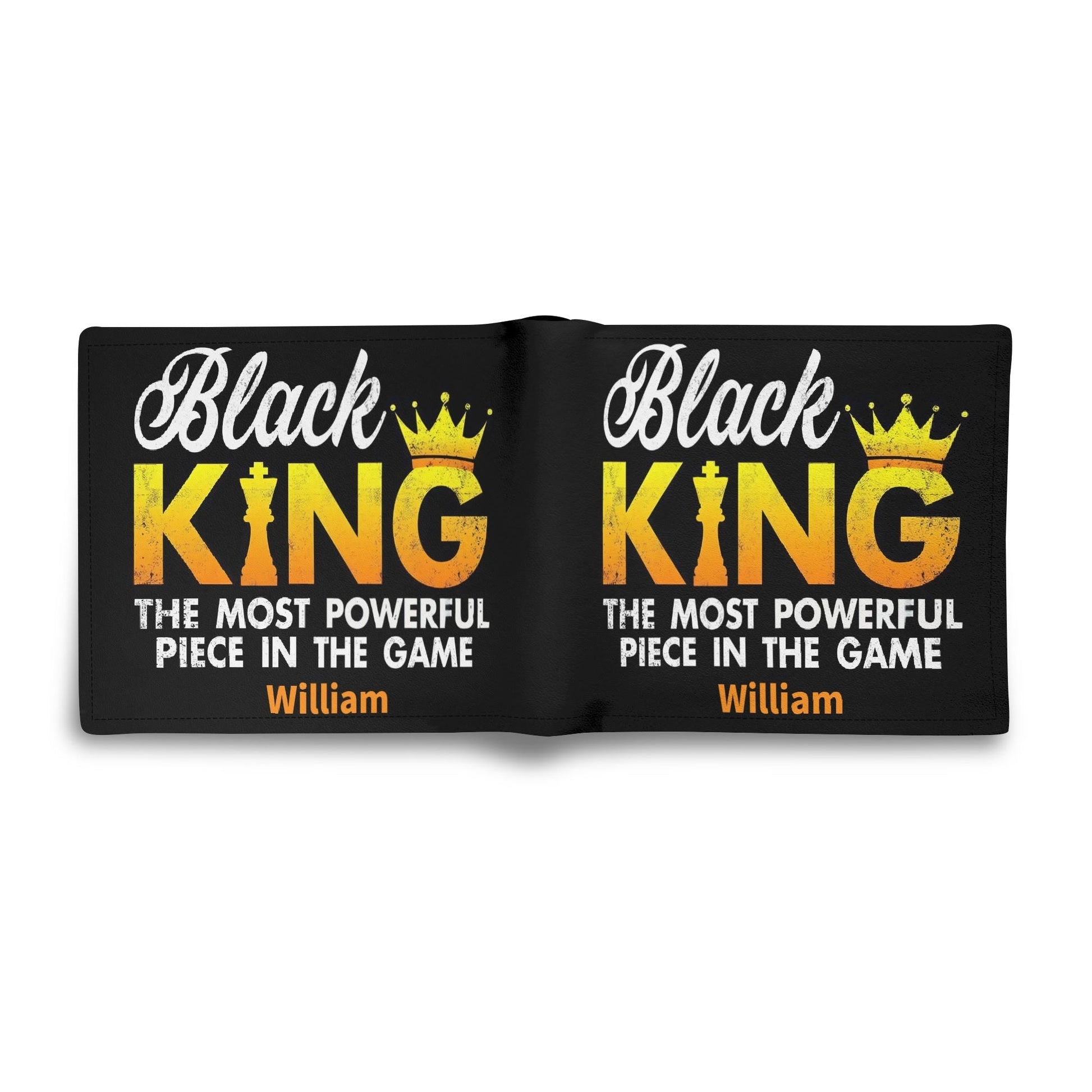 Black King Personalized Wallet – Empowering Custom Gift for Black Men | The Most Powerful Piece in the Game - De Krys