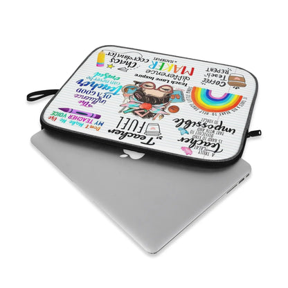 Colorful Teacher Life Laptop Sleeve | Motivational Gift for Teachers - De Krys