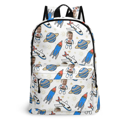 Custom Astronaut Kids Backpack – Space Themed Bag with Child’s Face - De Krys