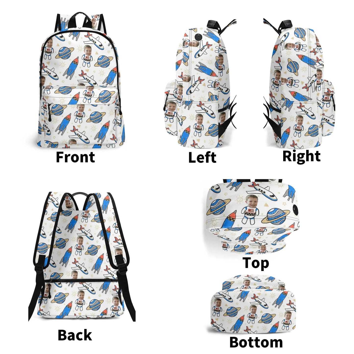 Custom Astronaut Kids Backpack – Space Themed Bag with Child’s Face - De Krys