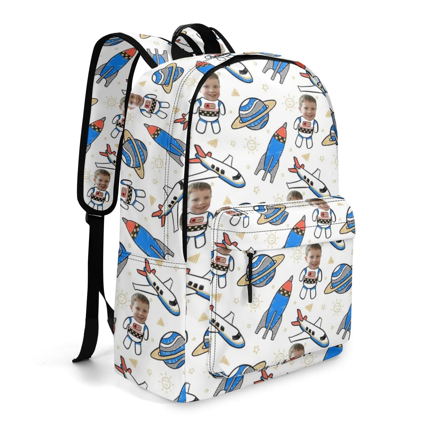 Custom Astronaut Kids Backpack – Space Themed Bag with Child’s Face - De Krys