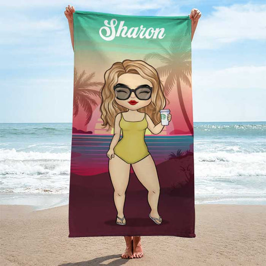 Custom Beach Towel – Tropical Sunset Personalized Gift - De Krys