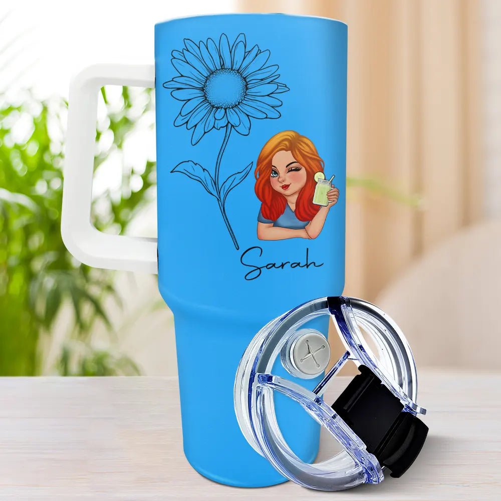 Personalized Cartoon Flower Girl Tumbler  – Custom 40oz Cup