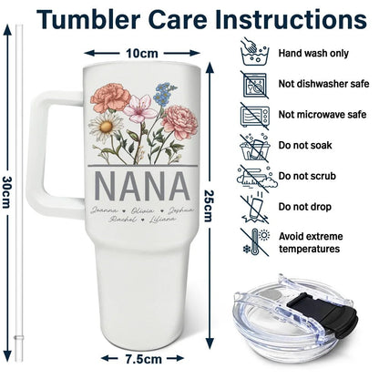 Custom Birth Flower Tumbler – Personalized 40oz Gift for Mom, Grandma, Nana - De Krys