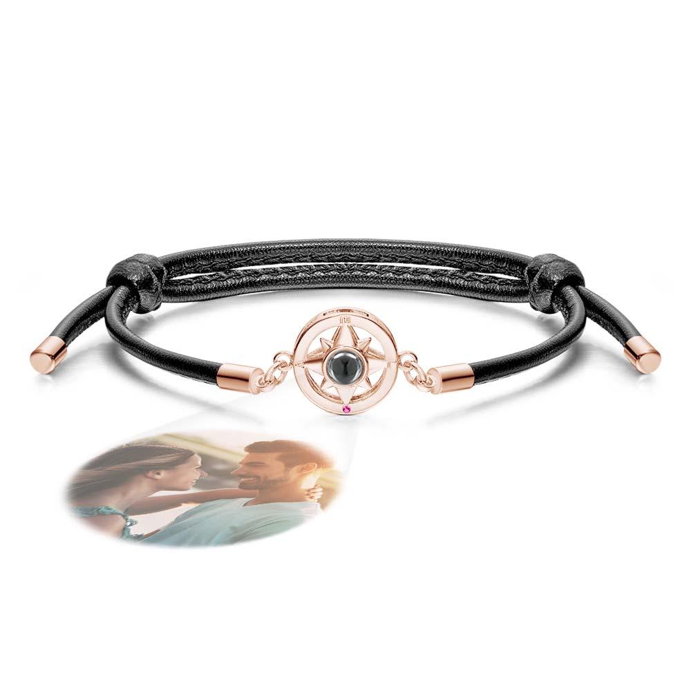 Custom Compass Projection Bracelet – Personalized Photo Jewelry for Love, Memory & Direction - De Krys