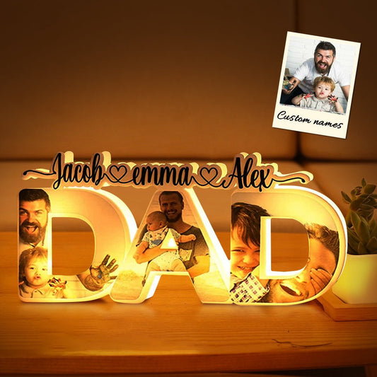 Custom “DAD” LED Photo Lamp – Personalized Family Night Light - De Krys