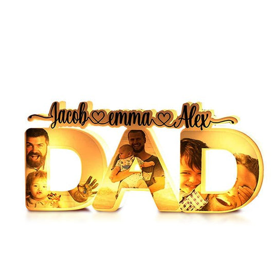Custom “DAD” LED Photo Lamp – Personalized Family Night Light - De Krys