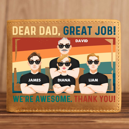 Custom “Dear Dad, Great Job!” Leather Wallet – Personalized Gift - De Krys