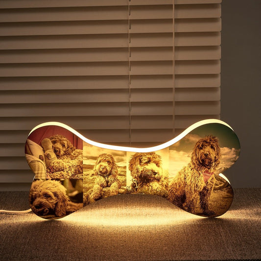 Custom Dog Bone LED Photo Light – Personalized Pet Décor - De Krys