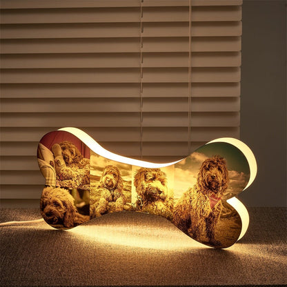 Custom Dog Bone LED Photo Light – Personalized Pet Décor - De Krys