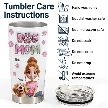 Custom Dog Mom Tumbler – 3D Effect Personalized Travel Cup - De Krys