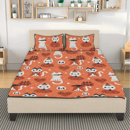 Custom Halloween Cat Quilt – Personalized Name Bedding Set - De Krys